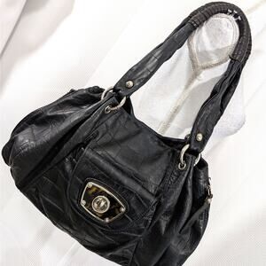 B. MAKOWSKY! ULTRA CHIC GENUINE FINE BLACK LEATHER, HEFTY, LUXE BAG, PURSE!